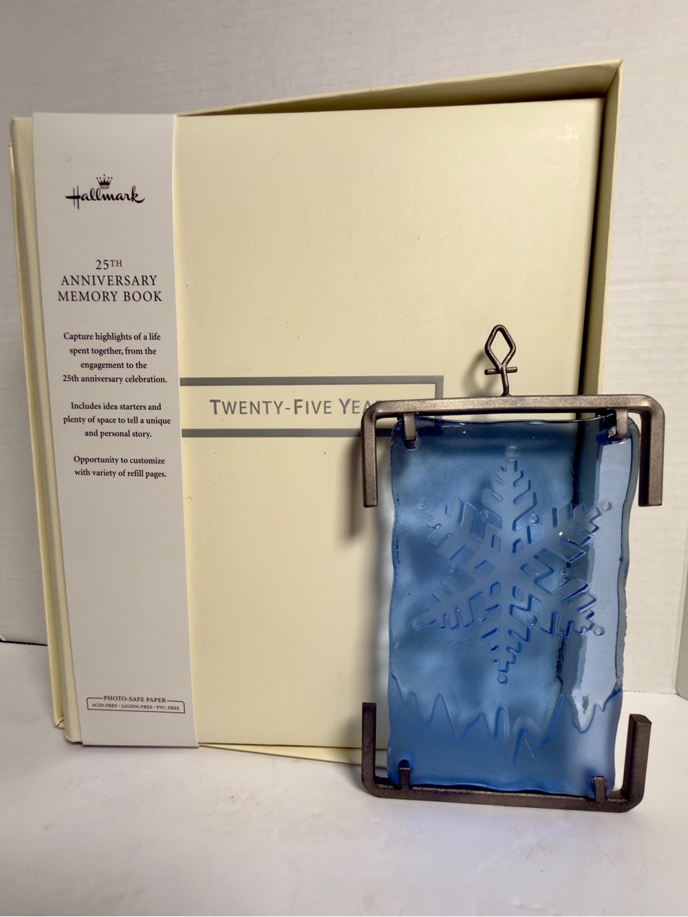 VTG Hallmark 25th Anniversary Memory Book & Snowflake Ornament Gift Set